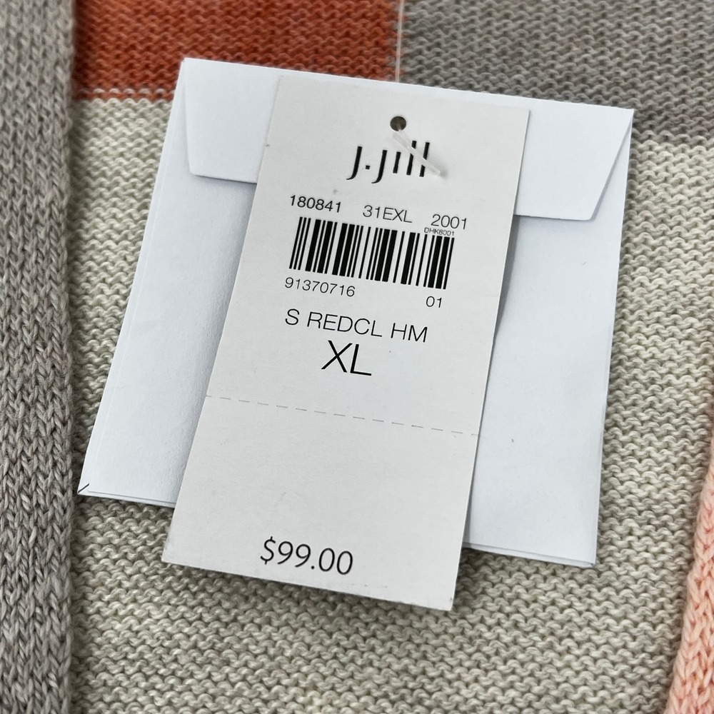 J. Jill Pure Jill Colorblock One Button Longline Cardigan Sweater XL Pink NWT - Picture 5 of 8